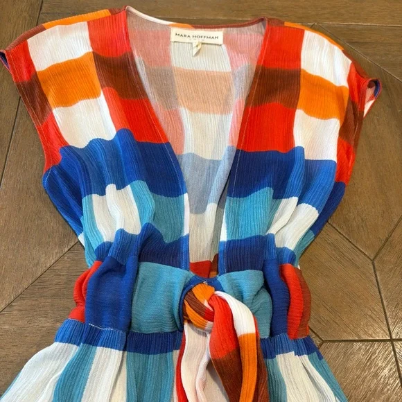NWOT Mara Hoffman Swim Katinka Weave Colorful Plaid Maximalist Maxi Dress Sz S - Picture 14 of 15